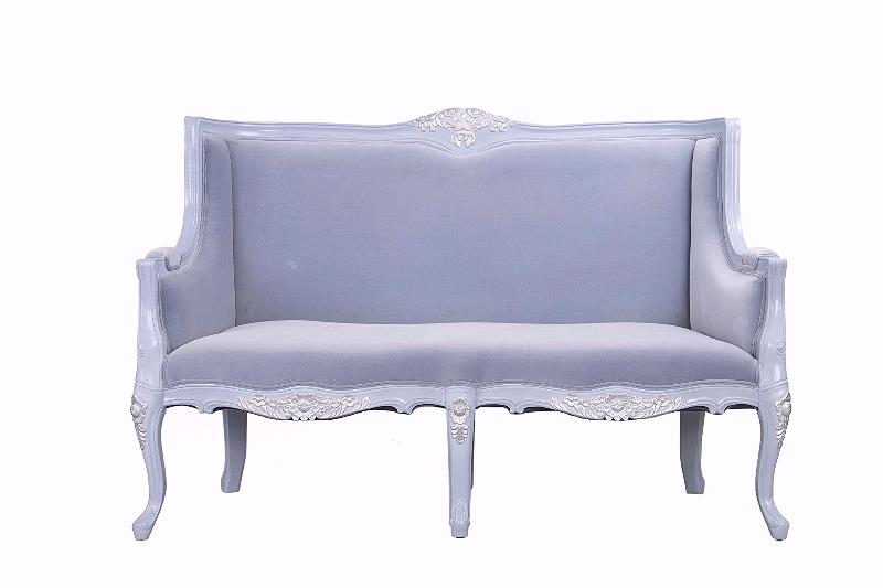 Sofa Frederic 2 chỗ, màu ghi xanh, vải nhung