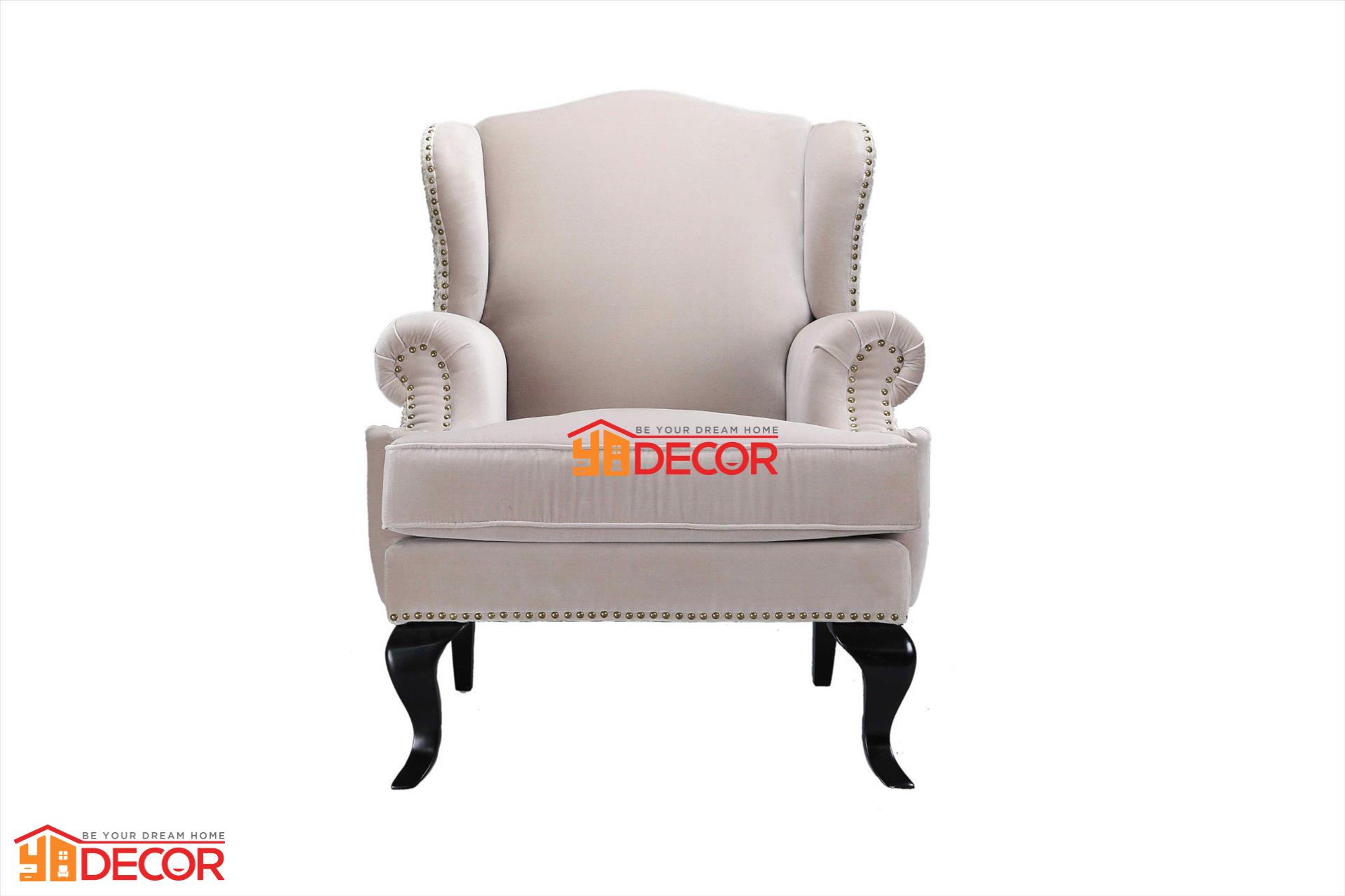 Sofa Charles 1 chỗ chân cao, trắng