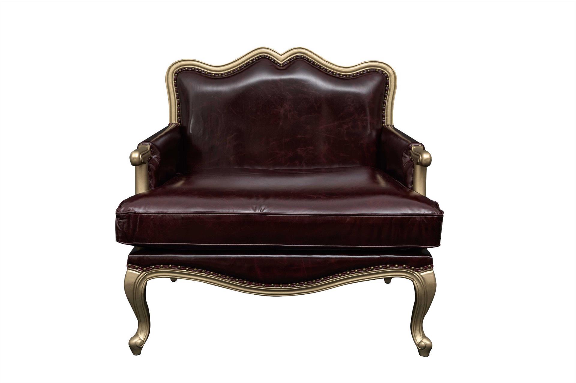 Sofa Chateau Antique 1 chỗ, nâu đỏ, vải da