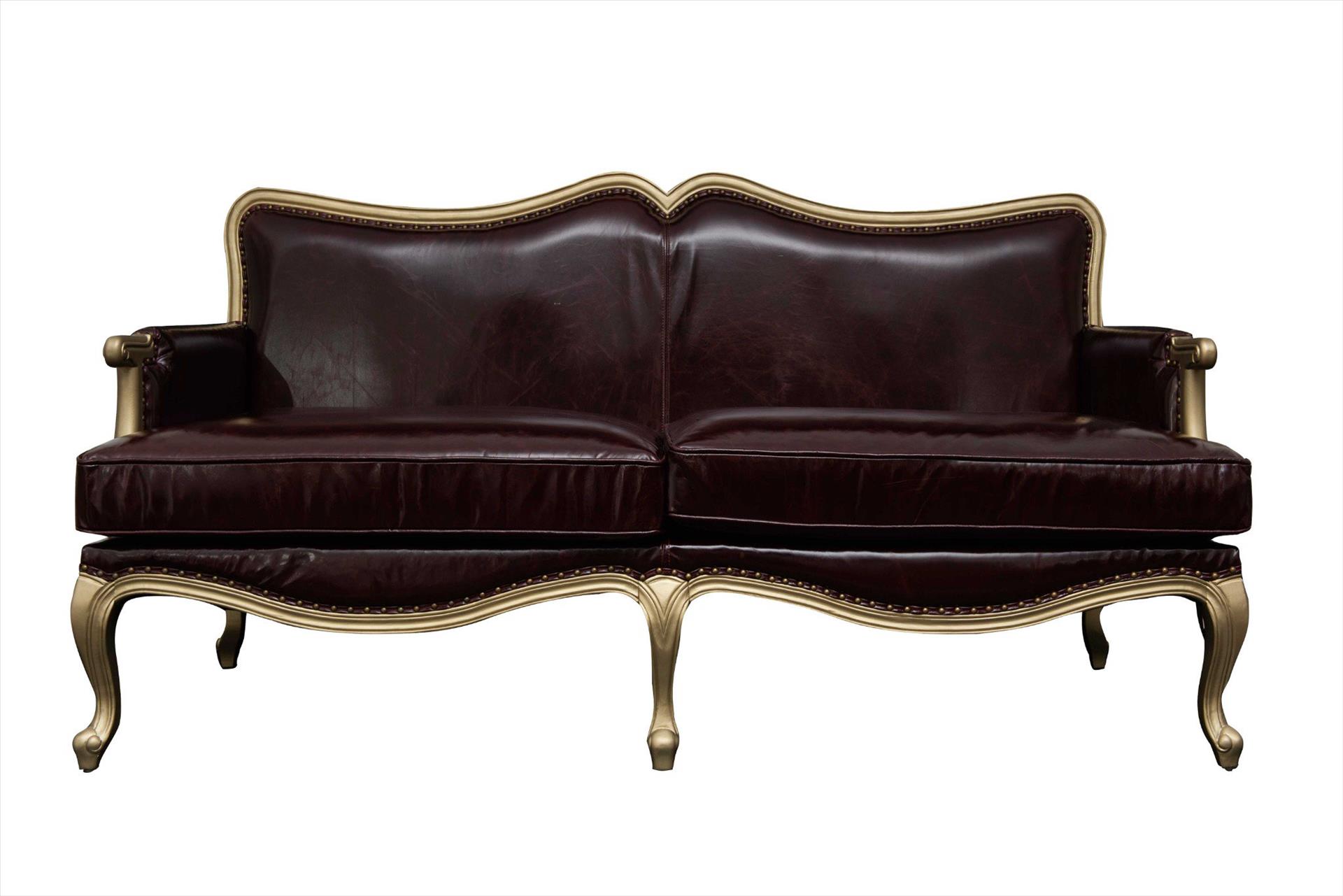 Sofa Chateau Antique 3 chỗ, nâu đỏ, vải da