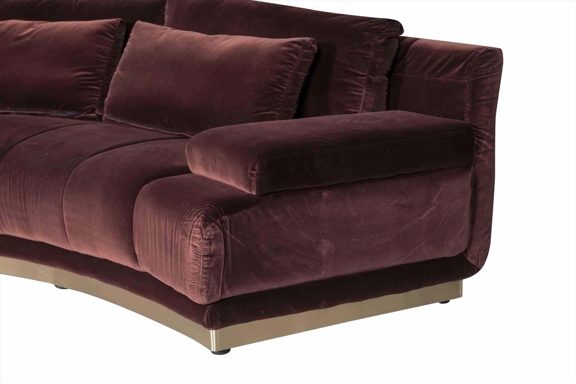 Sofa Pauline cong, màu đỏ đô