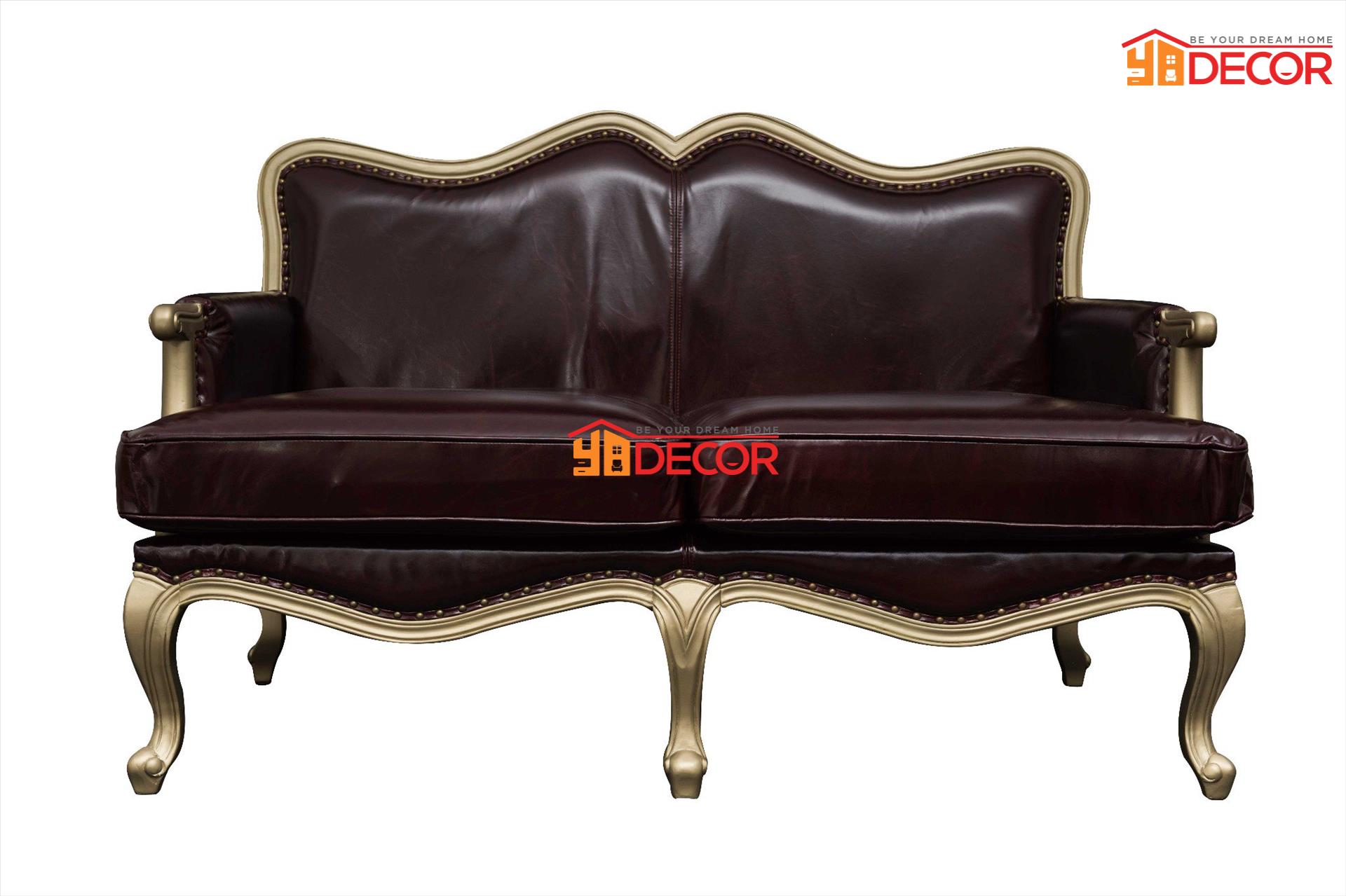 Sofa Chateau Antique 2 chỗ, nâu đỏ, vải da