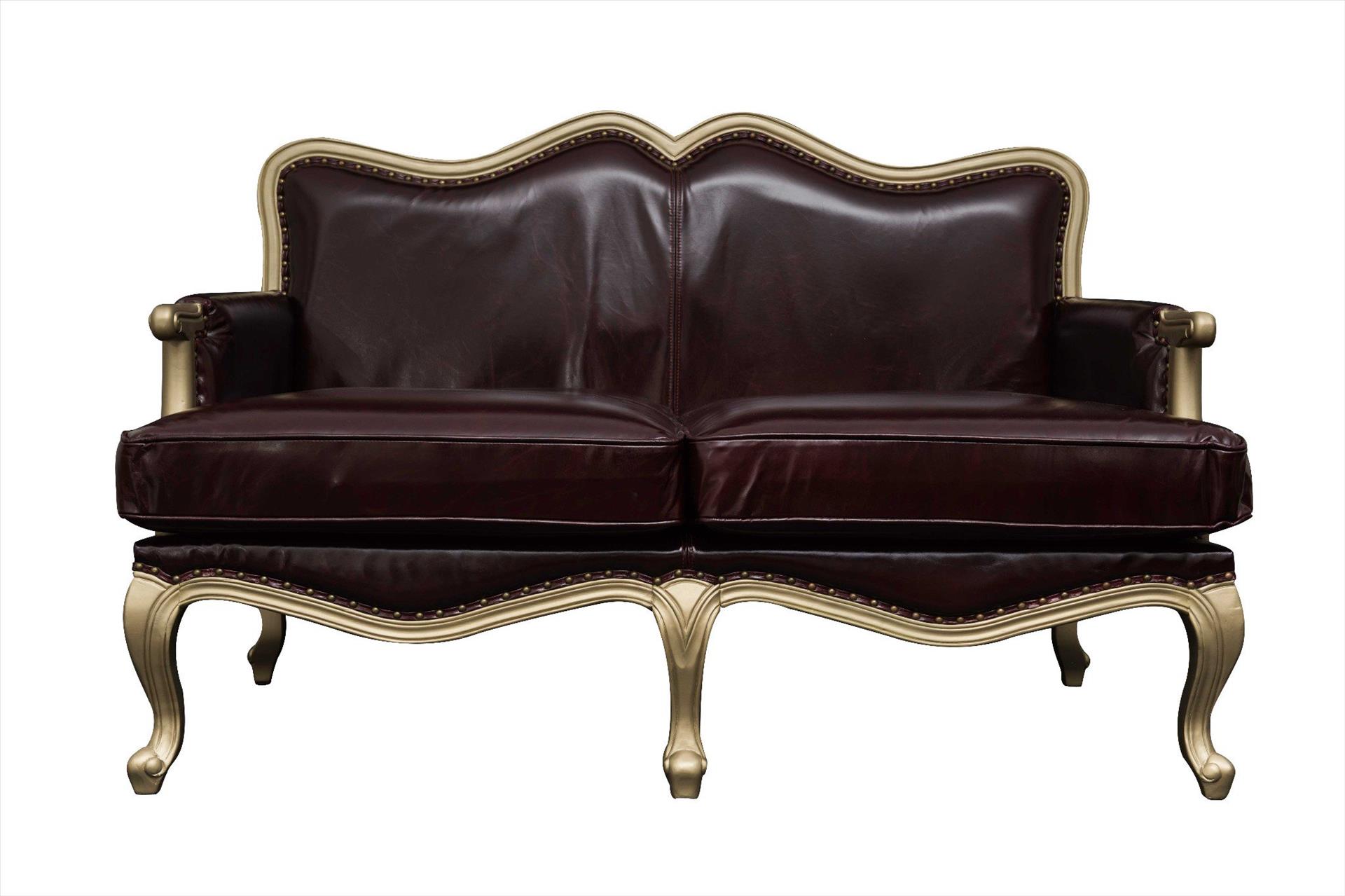 Sofa Chateau Antique 2 chỗ, nâu đỏ, vải da