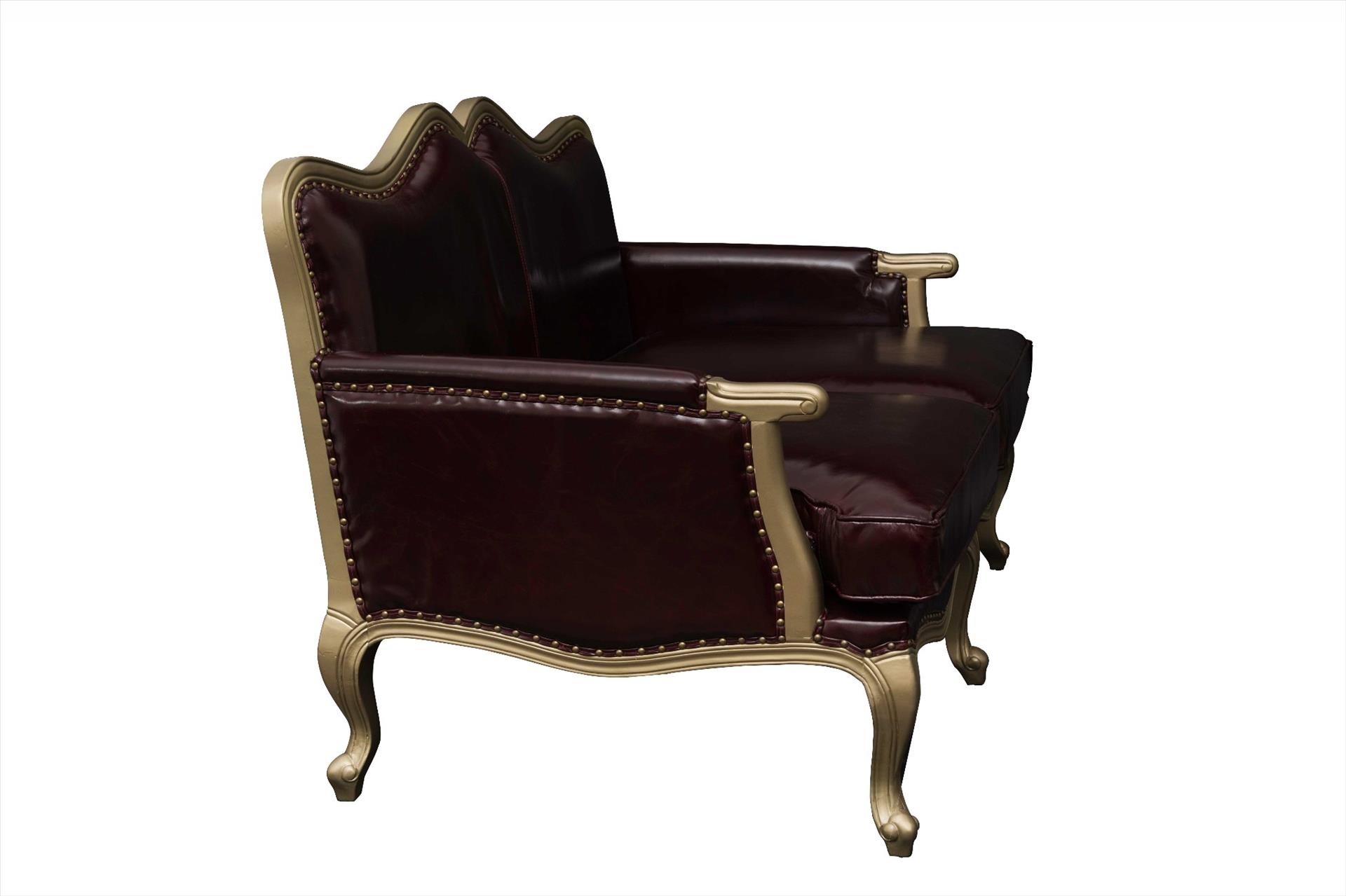 Sofa Chateau Antique 2 chỗ, nâu đỏ, vải da