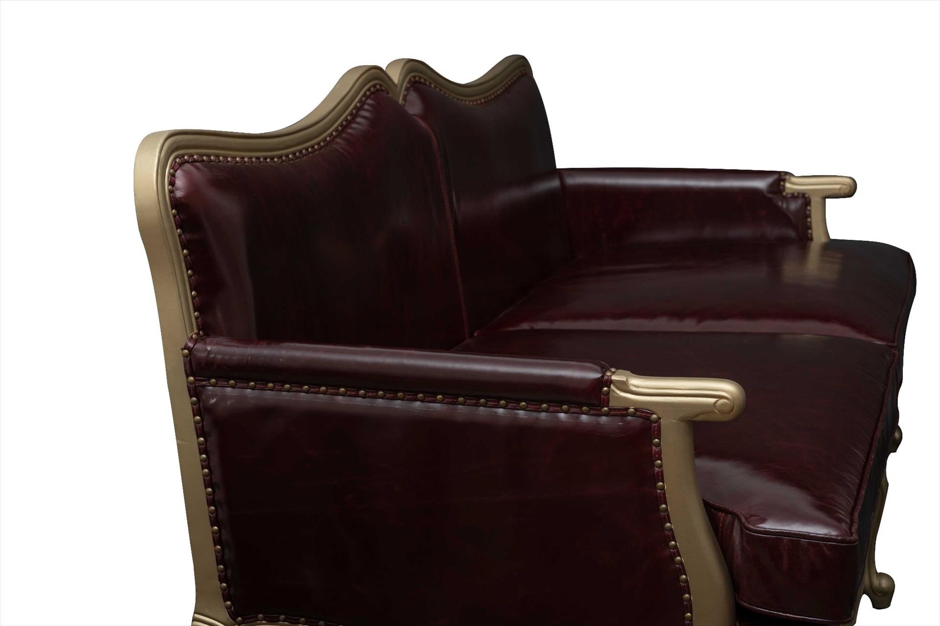 Sofa Chateau Antique 3 chỗ, nâu đỏ, vải da