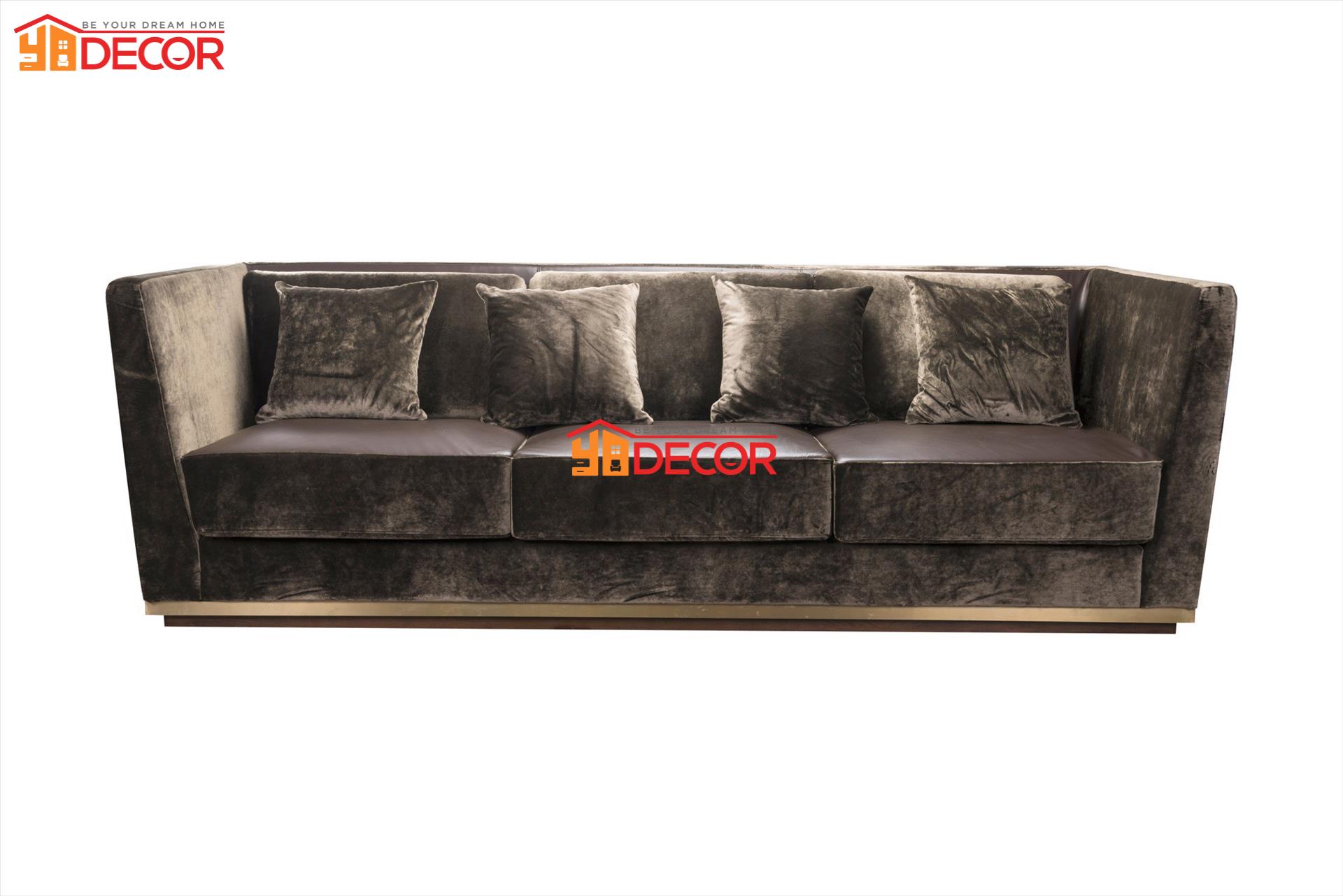 Sofa Louise 4 chỗ, da nâu sẫm...