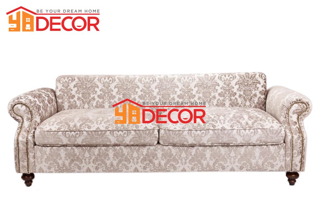 Sofa Claire 3 chỗ, hoa văn nâu nhạt