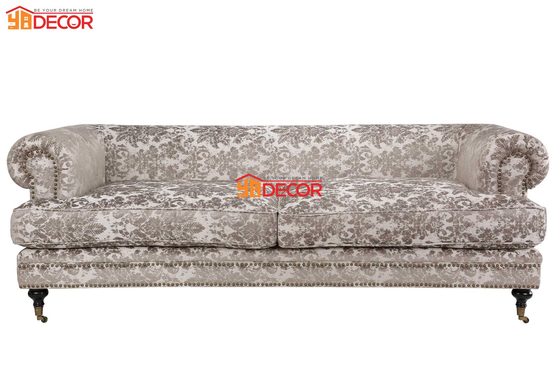 Sofa Claire 3 chỗ, hoa xám