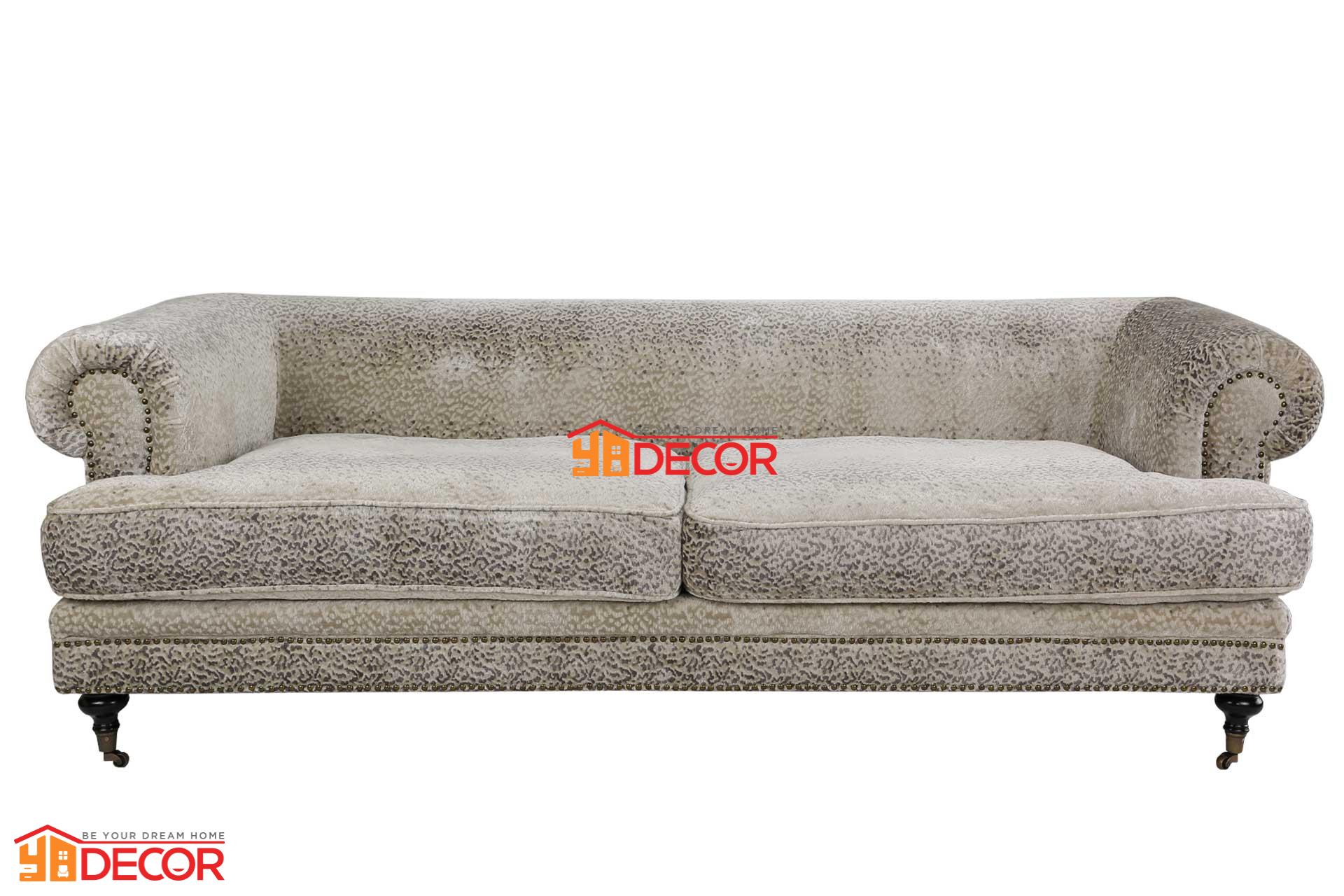 Sofa Claire 3 chỗ, da báo, ghi