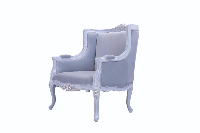 Sofa Frederic 1 chỗ, màu ghi xanh, vải nhung