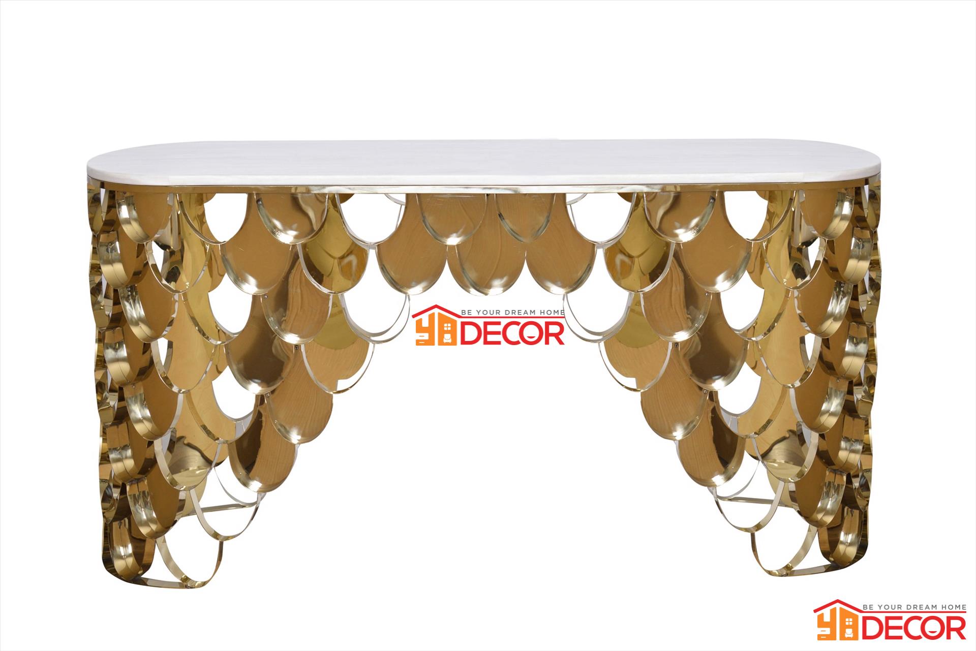 Bàn console Chiara, mặt đá trắng