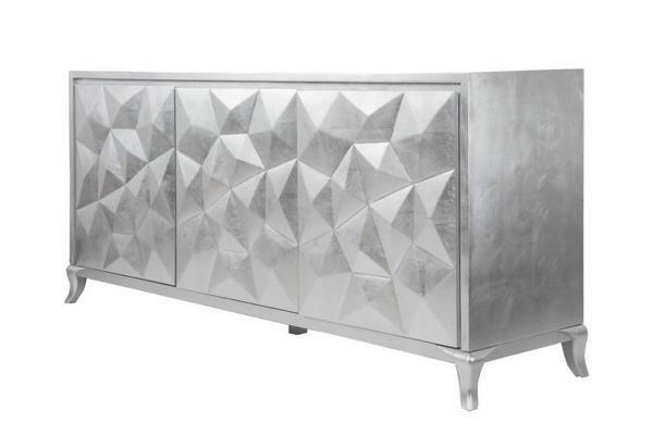 Tủ console Elodi 3 cánh, bạc mờ, có chân