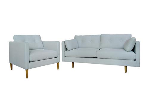 Sofa Roma 2 chỗ + 1 armchair mẫu 2 màu trắng xanh