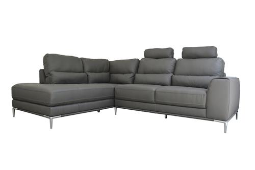 Sofa Cedar góc phải da xám, 260x93x88