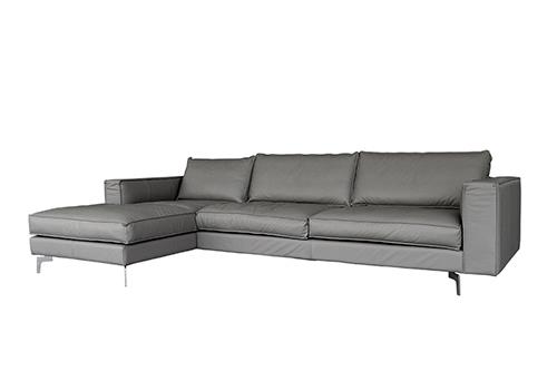 Sofa Square góc phải da xám, 290x100x80