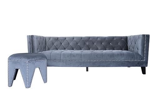 Sofa Idasy 3C+ Đôn màu xám, 225x80x73