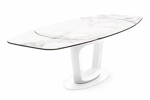 Bàn ăn mở rộng Orbital White Marble 1m65-2m55