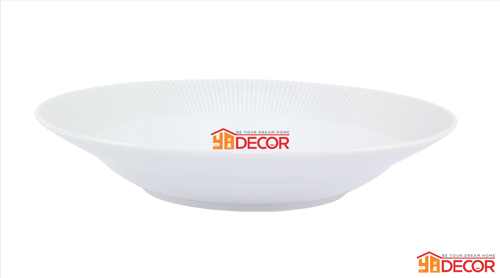 Đĩa tròn súp sứ ORO màu trắng, DK 20cm