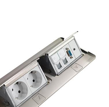 Hộp âm sàn 8 module, mặt thép không gỉ (2×4) – 054022